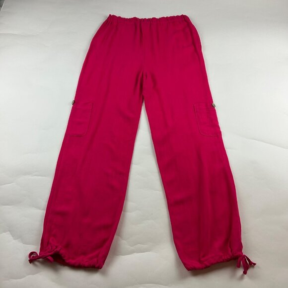 Love Tree Hot Pink Linen Blend Cargo Harem Pant M - Picture 5 of 6